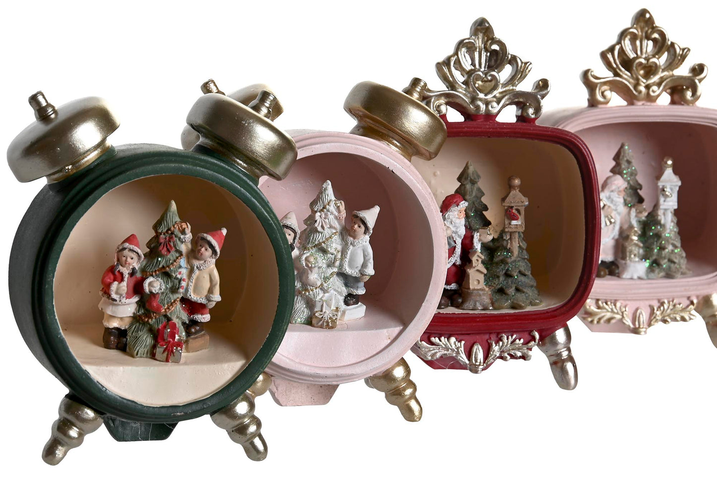 Figura Decorativa Navideña con Luz LED – Diseño Vintage en Resina 13 cm