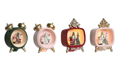 Figura Decorativa Navideña con Luz LED – Diseño Vintage en Resina 13 cm