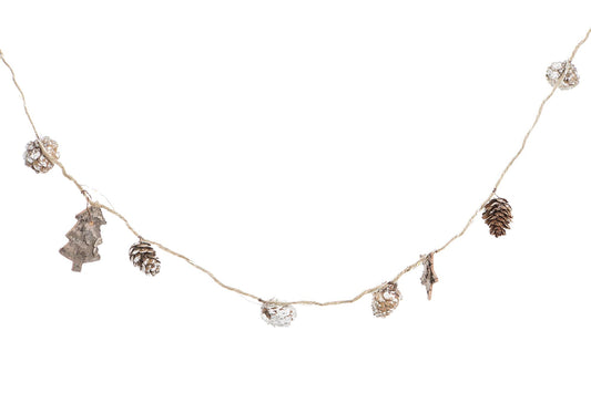 Guirnalda Navideña LED con Piñas Naturales – 240 cm