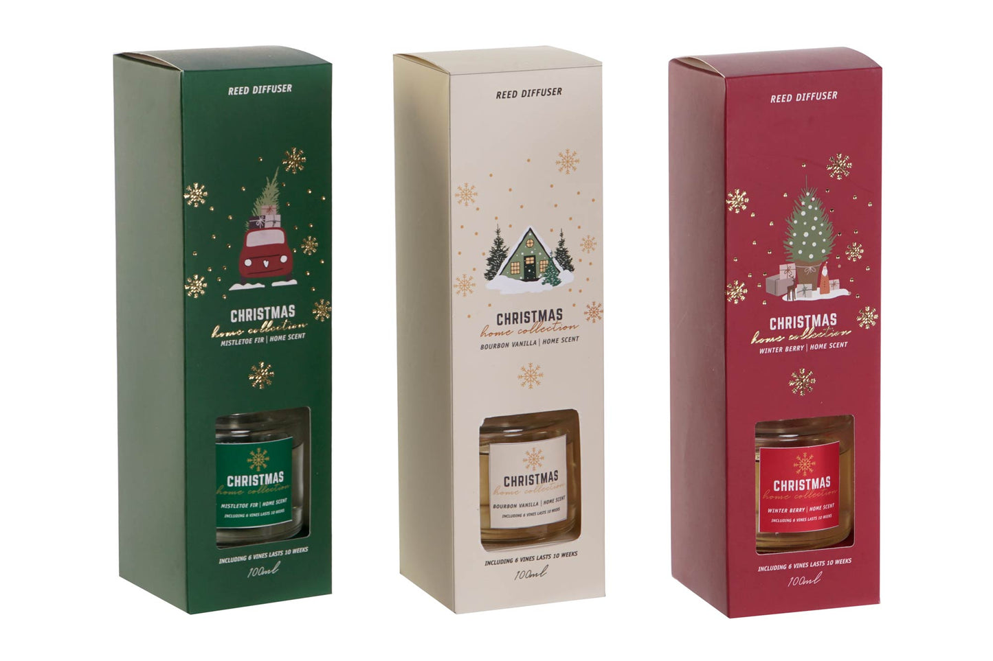 Ambientador Mikado Navideño con Varillas – 100 ml (Aromas Disponibles)