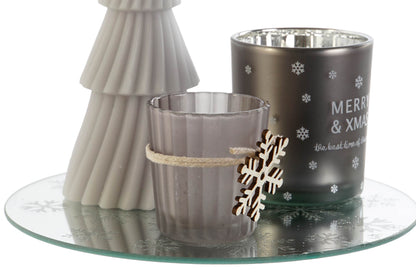 Set Decorativo Navideño con Velas y Árbol – Incluye Base Espejo