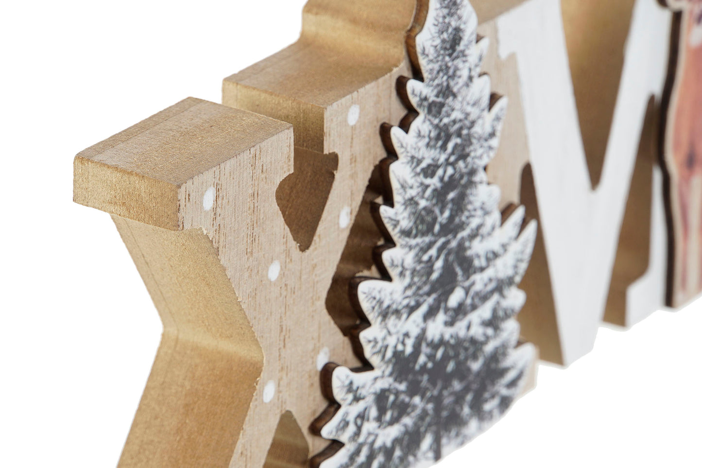 Figura Navideña de Madera MDF XMAS con Árbol y Reno