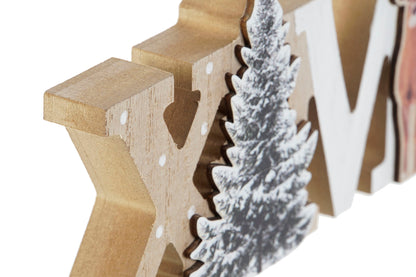 Figura Navideña de Madera MDF XMAS con Árbol y Reno