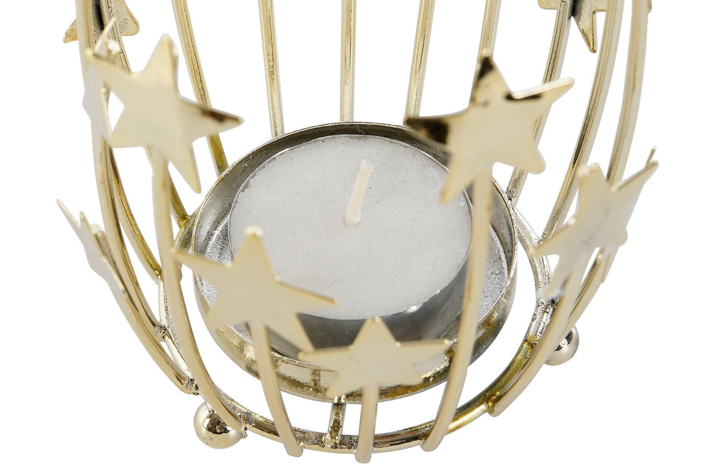 Portavelas Dorado Estrellas – Metal Brillante 11 cm