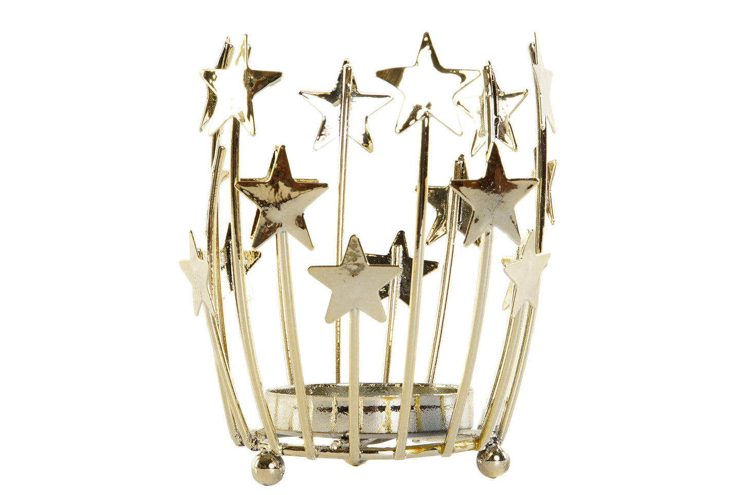 Portavelas Dorado Estrellas – Metal Brillante 11 cm