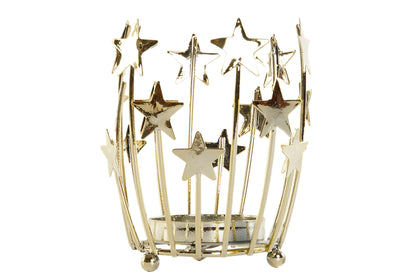 Portavelas Dorado Estrellas – Metal Brillante 11 cm