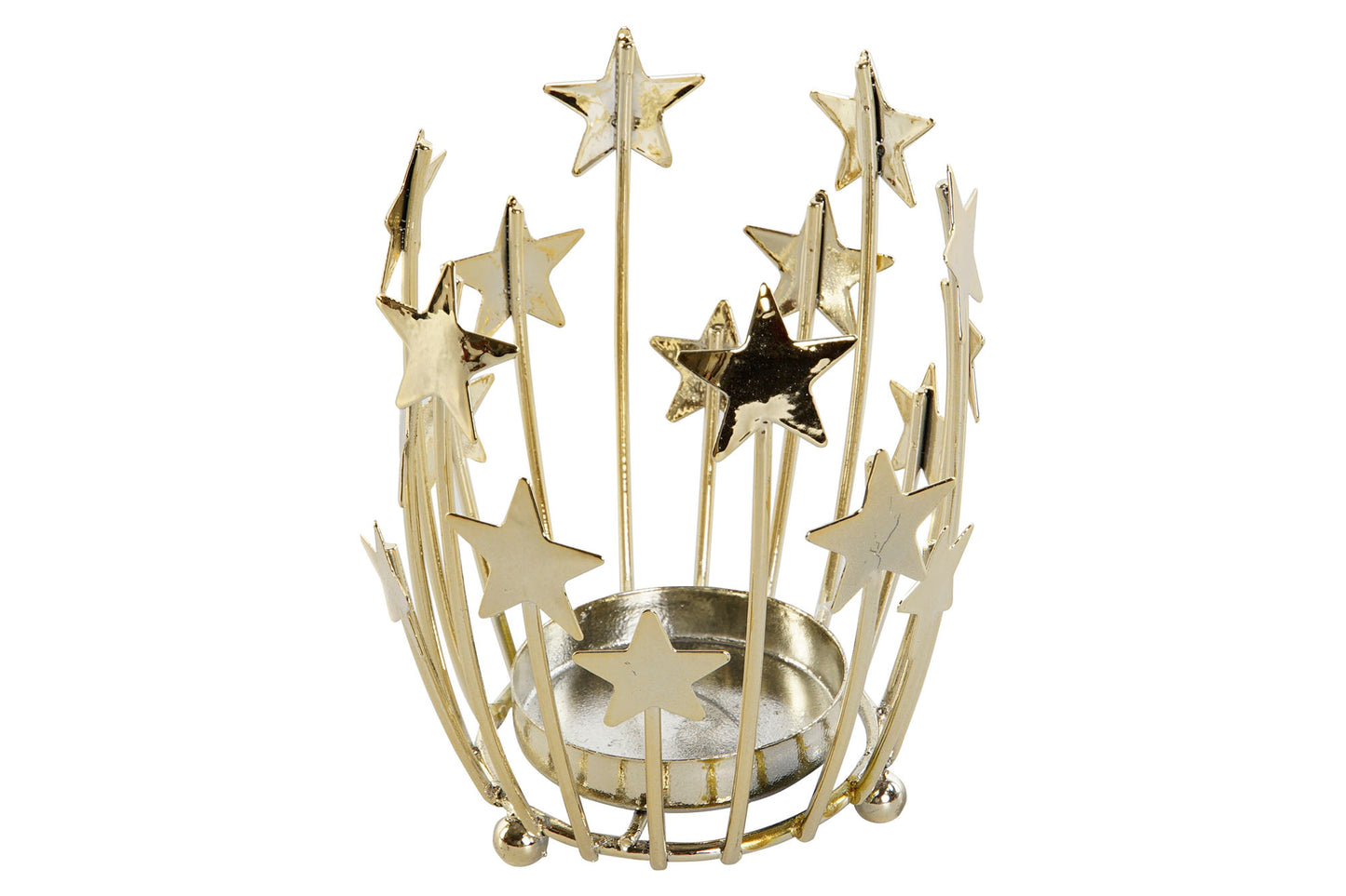 Portavelas Dorado Estrellas – Metal Brillante 11 cm
