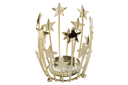 Portavelas Dorado Estrellas – Metal Brillante 11 cm