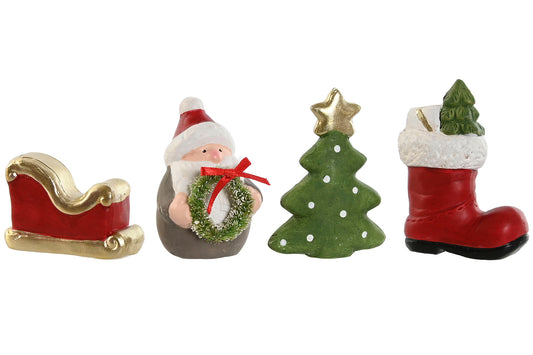 Set de Figuras Navideñas de Resina con Santa, Árbol, Trineo y Bota – Decoración Festiva