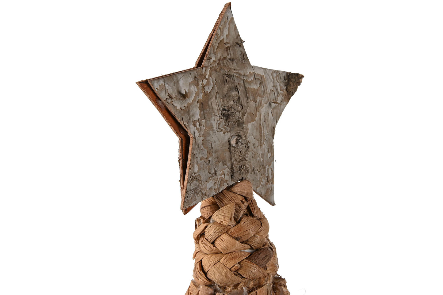 Figura Decorativa Árbol Navideño de Fibra Natural con Estrella, 40 cm