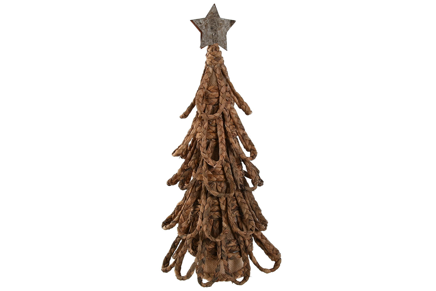 Figura Decorativa Árbol Navideño de Fibra Natural con Estrella, 40 cm