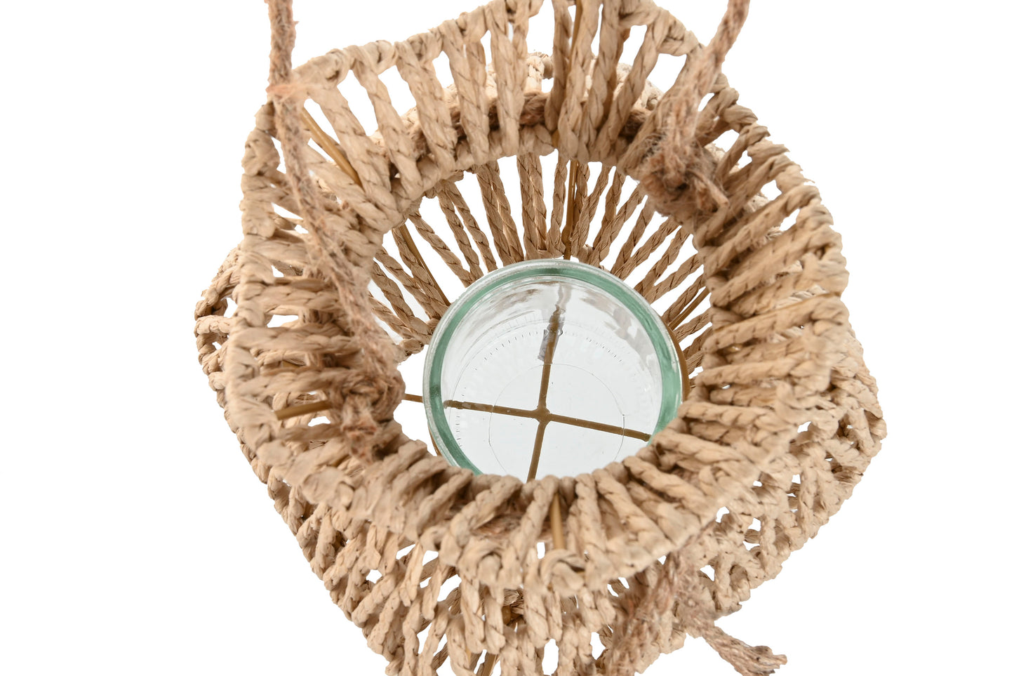 PORTAVELA CUERDA METAL 17X17X32 NATURAL
