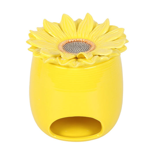 Quemador de Aceite y Cera Girasol de Cerámica Amarilla
