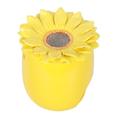 Quemador de Aceite y Cera Girasol de Cerámica Amarilla