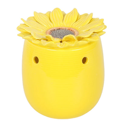 Quemador de Aceite y Cera Girasol de Cerámica Amarilla