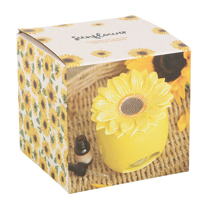 Quemador de Aceite y Cera Girasol de Cerámica Amarilla