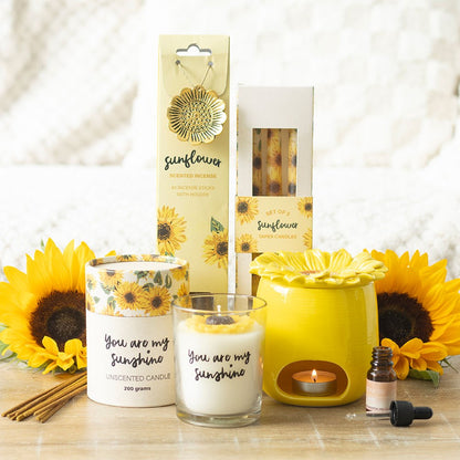 Quemador de Aceite y Cera Girasol de Cerámica Amarilla