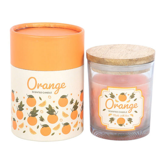 Vela Aromática de Naranja con Tapa de Madera – Aroma Cítrico y Decoración Frutal