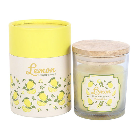 Vela Aromática de Limón con Tapa de Madera