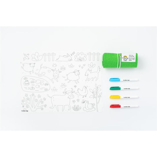 Scribble “En la Granja” Tapete Reutilizable con 4 Rotuladores