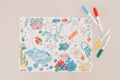 Scribble “Bajo el Mar” Tapete Reutilizable con 4 Rotuladores
