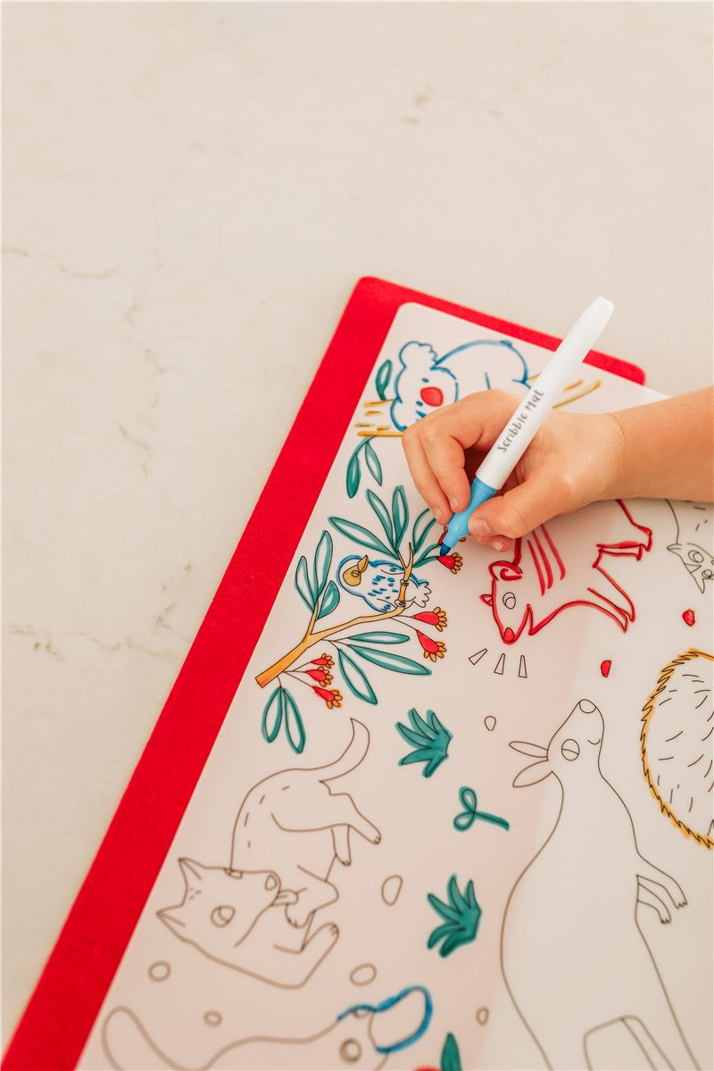 Scribble “Animales Australia” Tapete Reutilizable con 4 Rotuladores