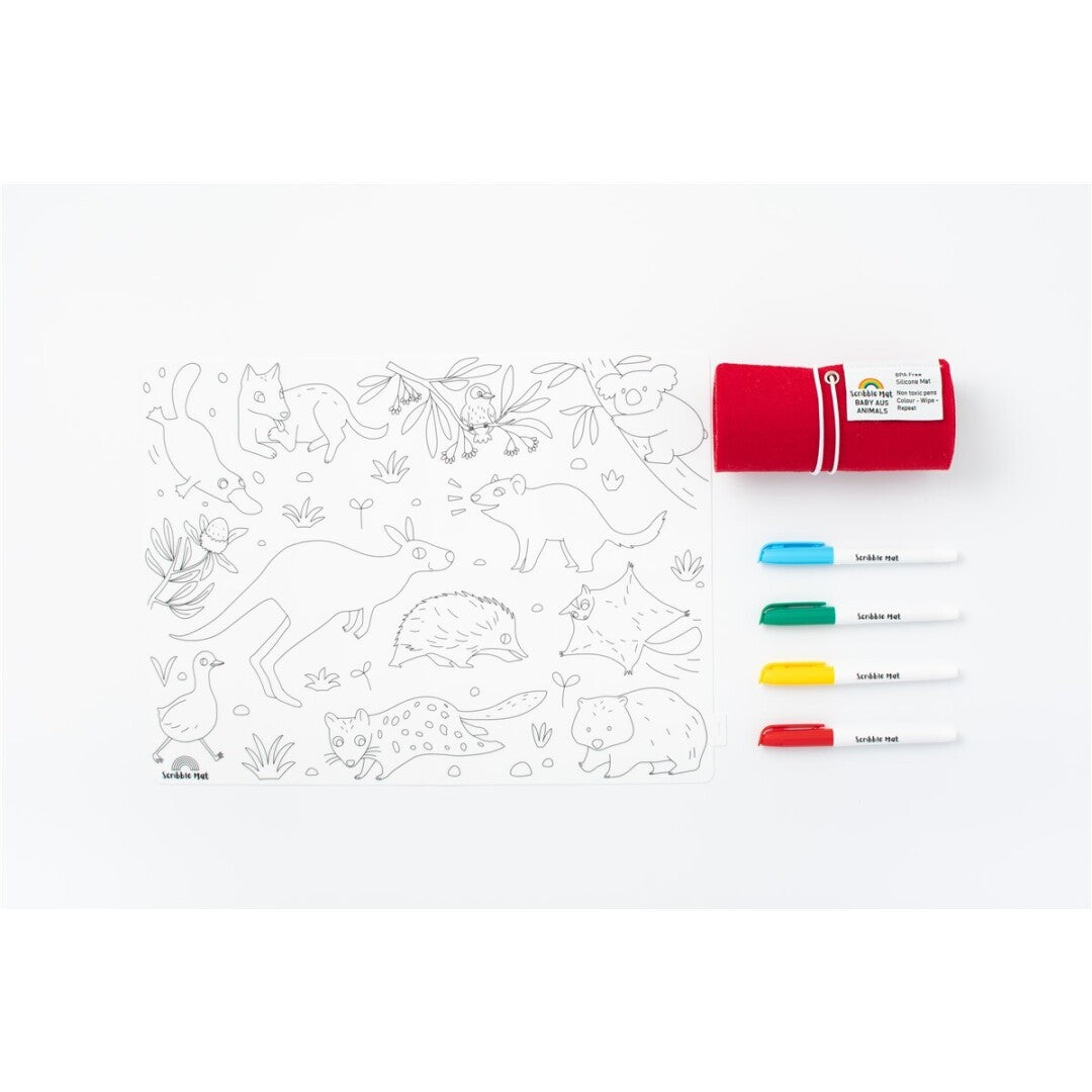 Scribble “Animales Australia” Tapete Reutilizable con 4 Rotuladores