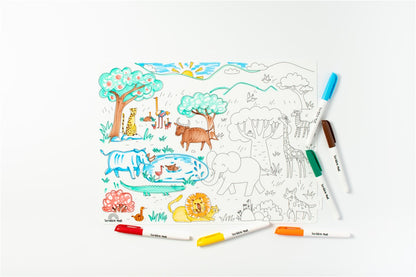 Scribble “De Safari” Tapete Reutilizable con 6 Rotuladores