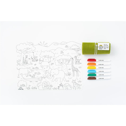 Scribble “De Safari” Tapete Reutilizable con 6 Rotuladores