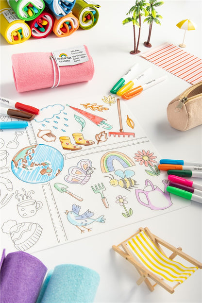 Scribble “Las Estaciones” Tapete Reutilizable con 6 Rotuladores