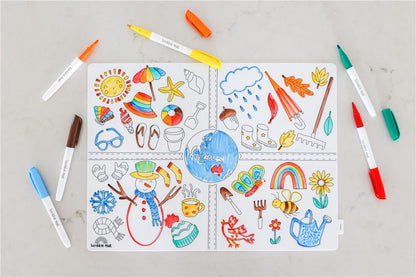 Scribble “Las Estaciones” Tapete Reutilizable con 6 Rotuladores
