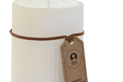 VELA CERA 7X7X10 300 GR, 55 HORAS RAYADO BLANCO