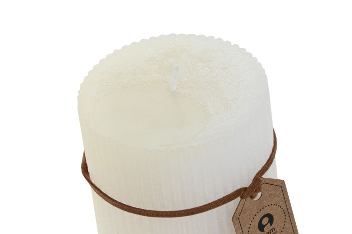 VELA CERA 7X7X10 300 GR, 55 HORAS RAYADO BLANCO
