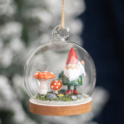 Decoración colgante de Navidad con Gnome en cúpula de vidrio – Adorno navideño encantador