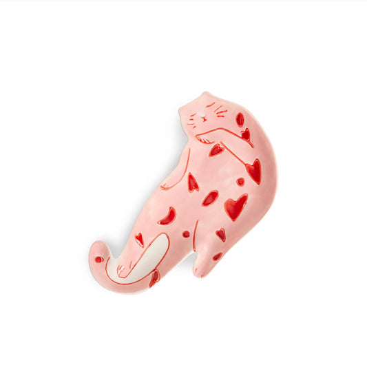 Bandeja joyero gato rosa con corazones