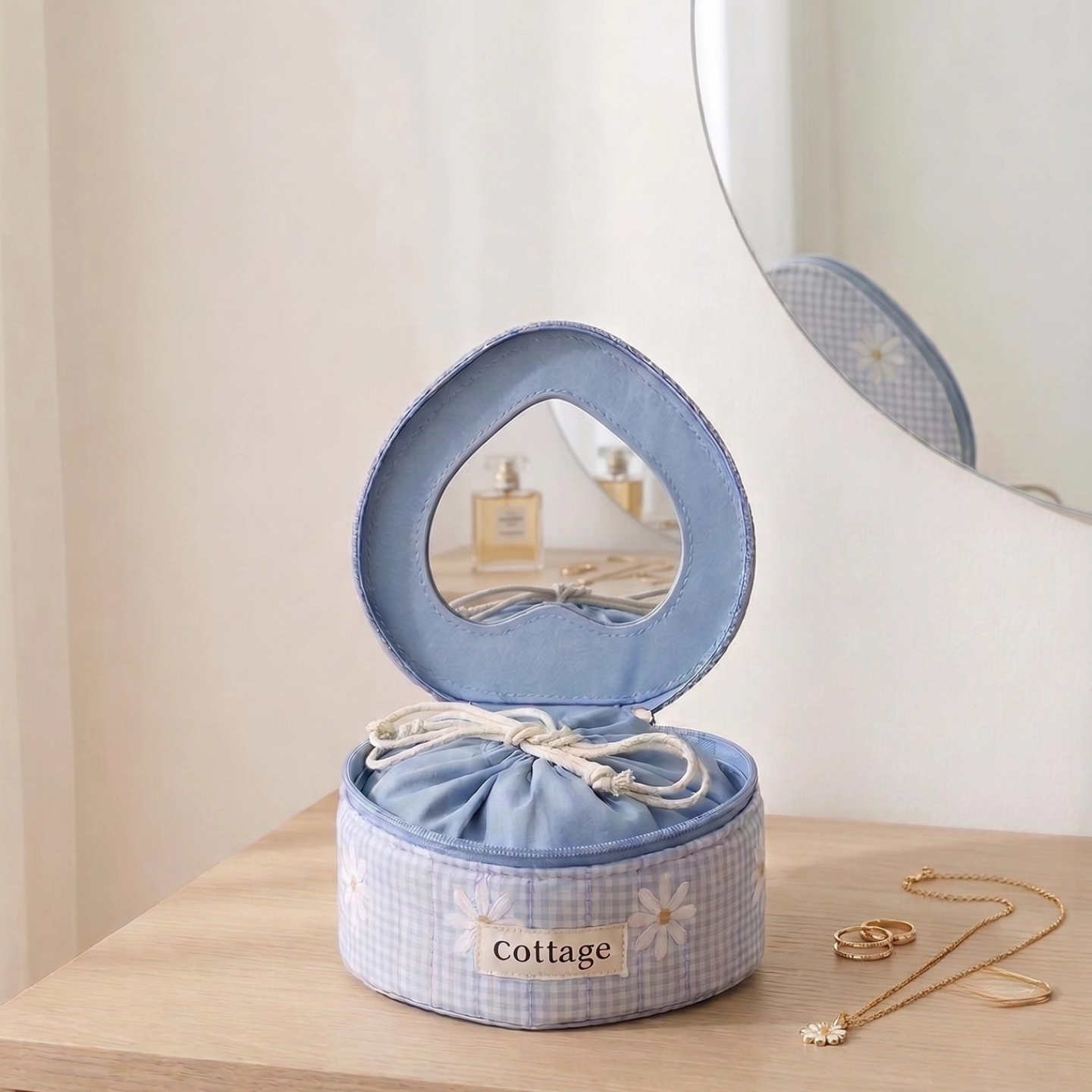 Caja de joyas con corazón 3D de algodón