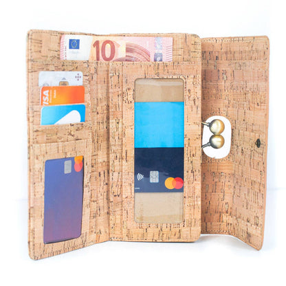 Cartera de mujer con estampado de corcho natural y bolso de latón envejecido F