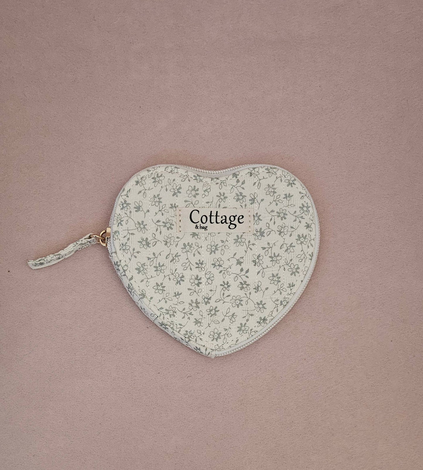 Monedero de algodón con corazón plano acolchado