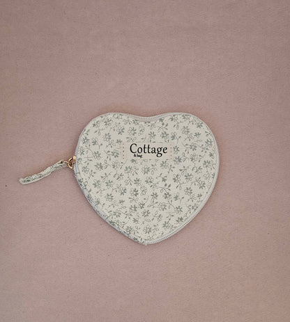 Monedero de algodón con corazón plano acolchado