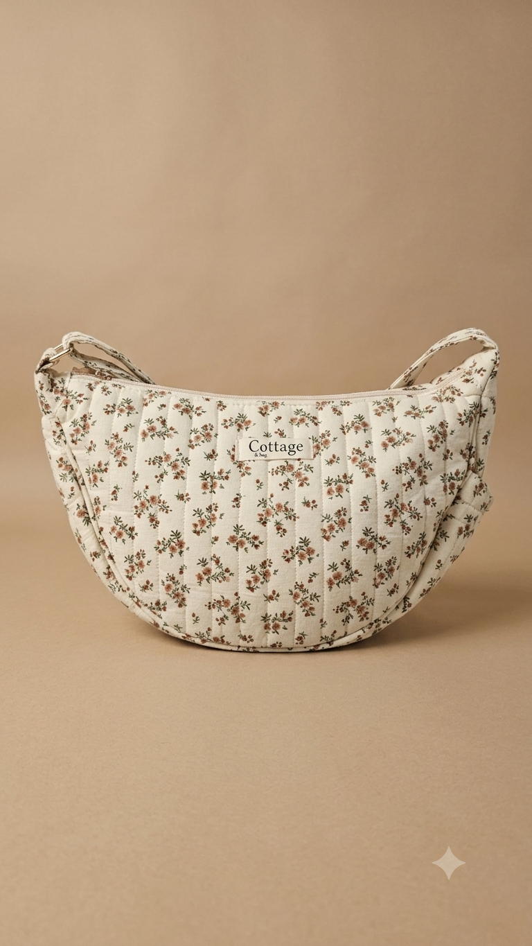 Bolso luna de algodón para llevar cruzado acolchado
