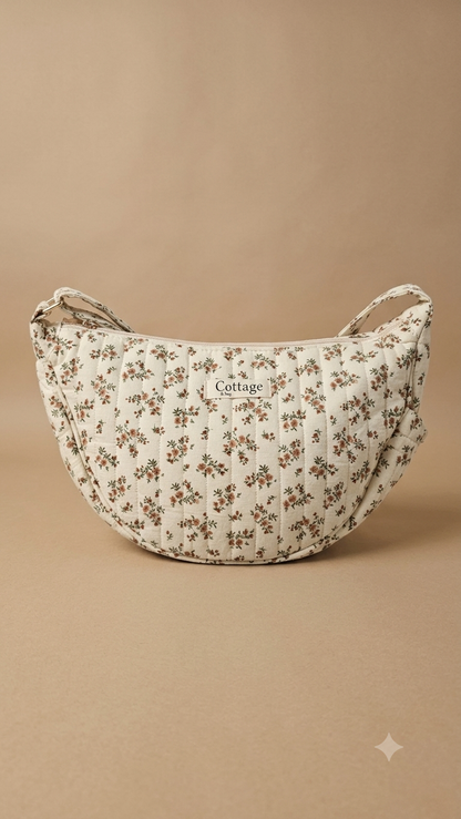 Bolso luna de algodón para llevar cruzado acolchado