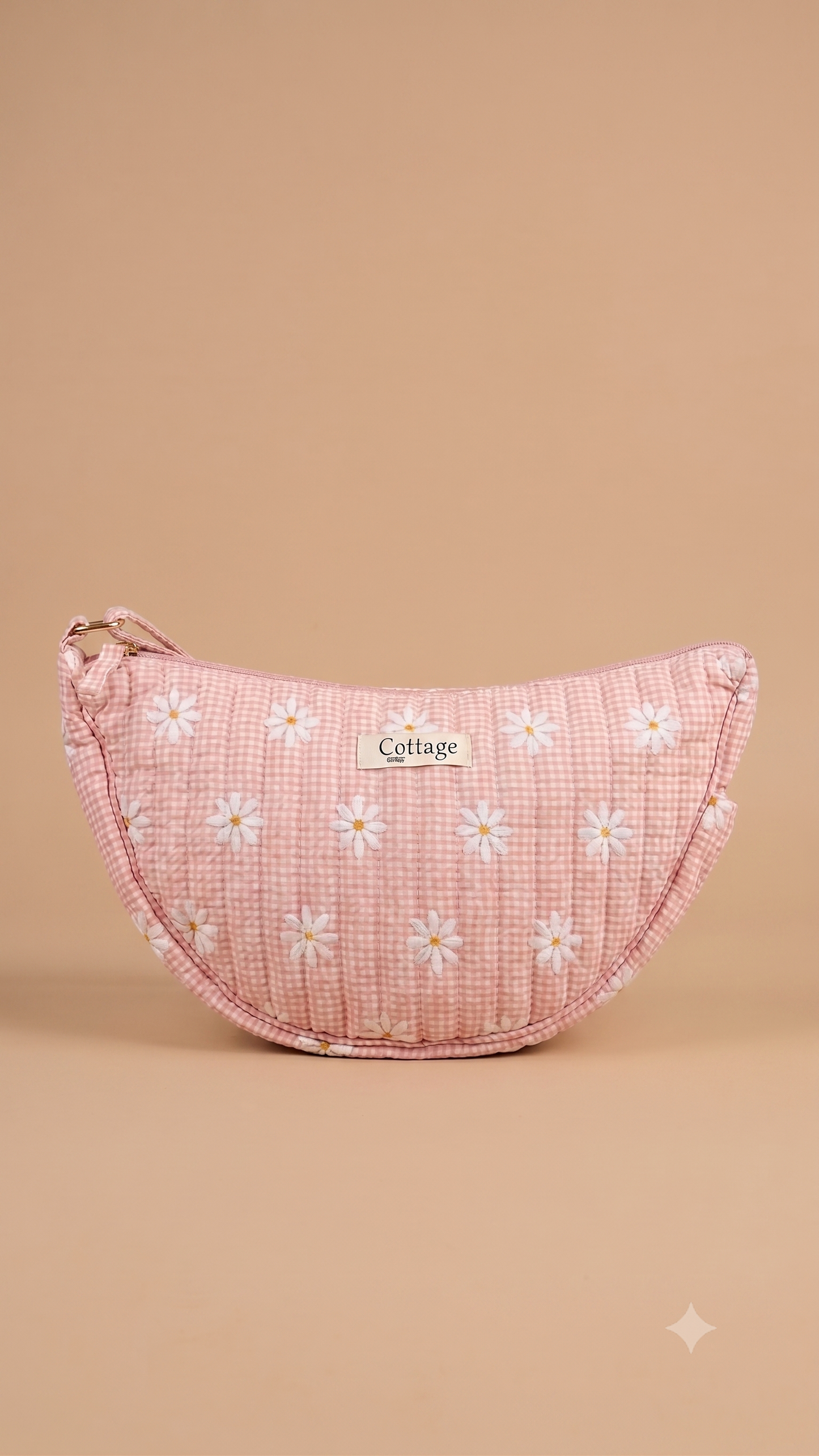Bolso luna de algodón para llevar cruzado acolchado