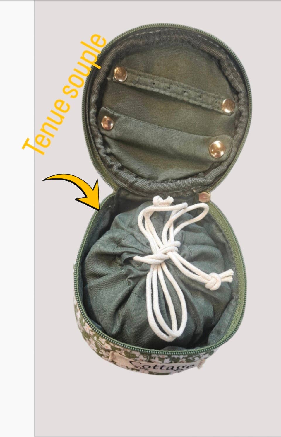 Caja de joyas redonda de algodón: Marguerite bleu