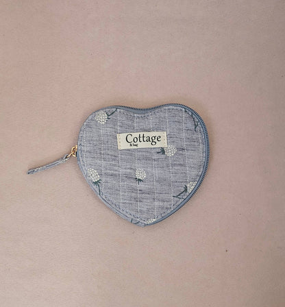 Monedero de algodón con corazón plano acolchado