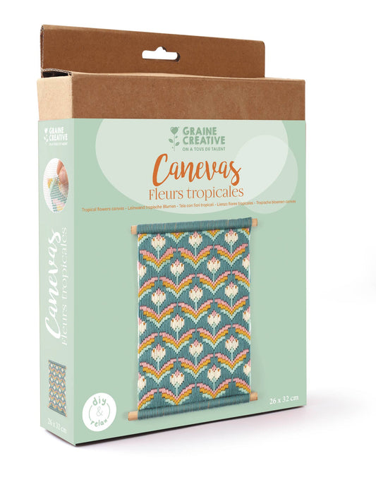 Kit de Lienzo con Flores Tropicales DIY 24x32 cm