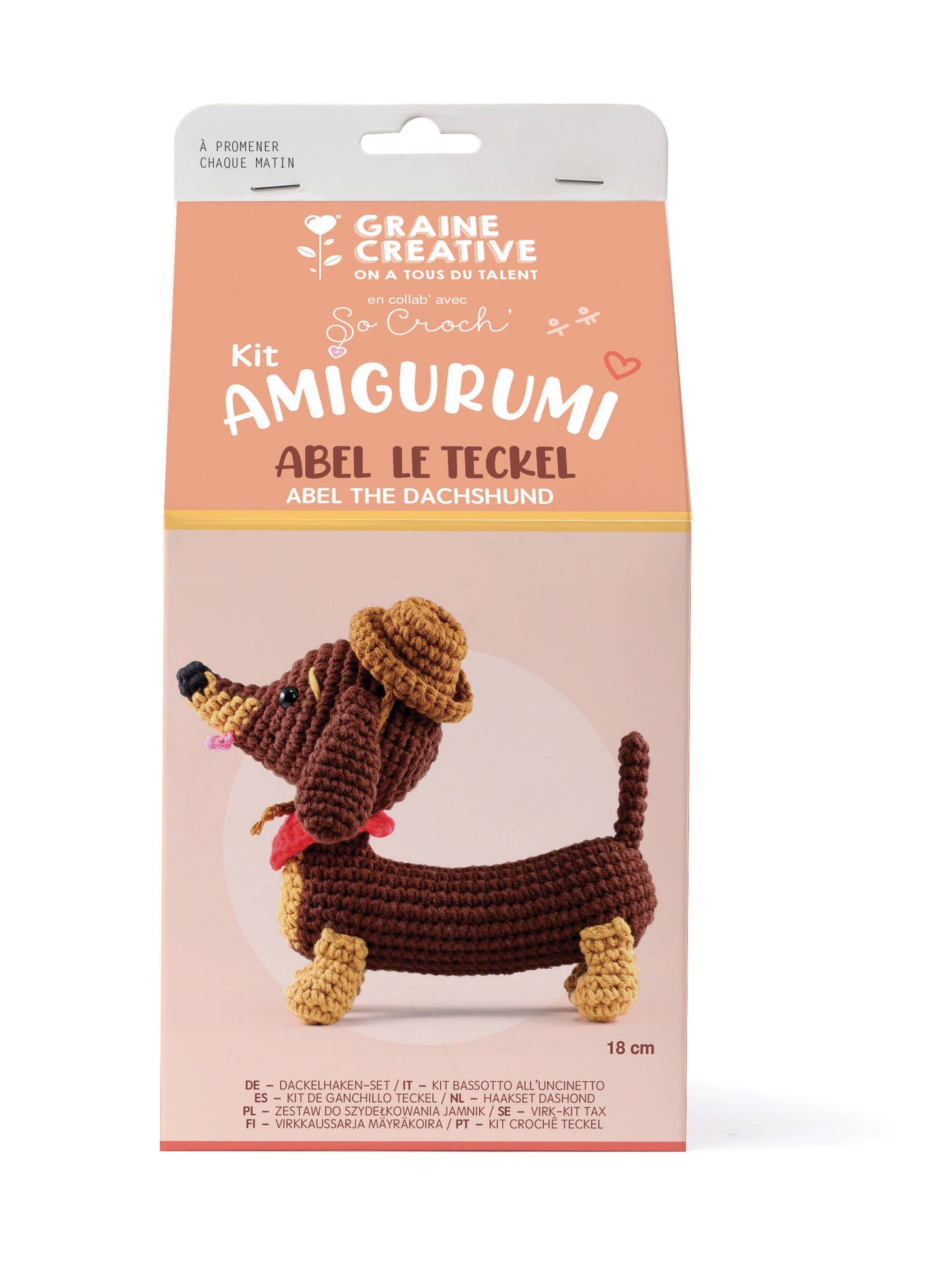 Kit de amigurumi para tejer un dachshund de 180 mm