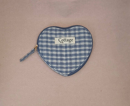 Monedero de algodón con corazón plano acolchado