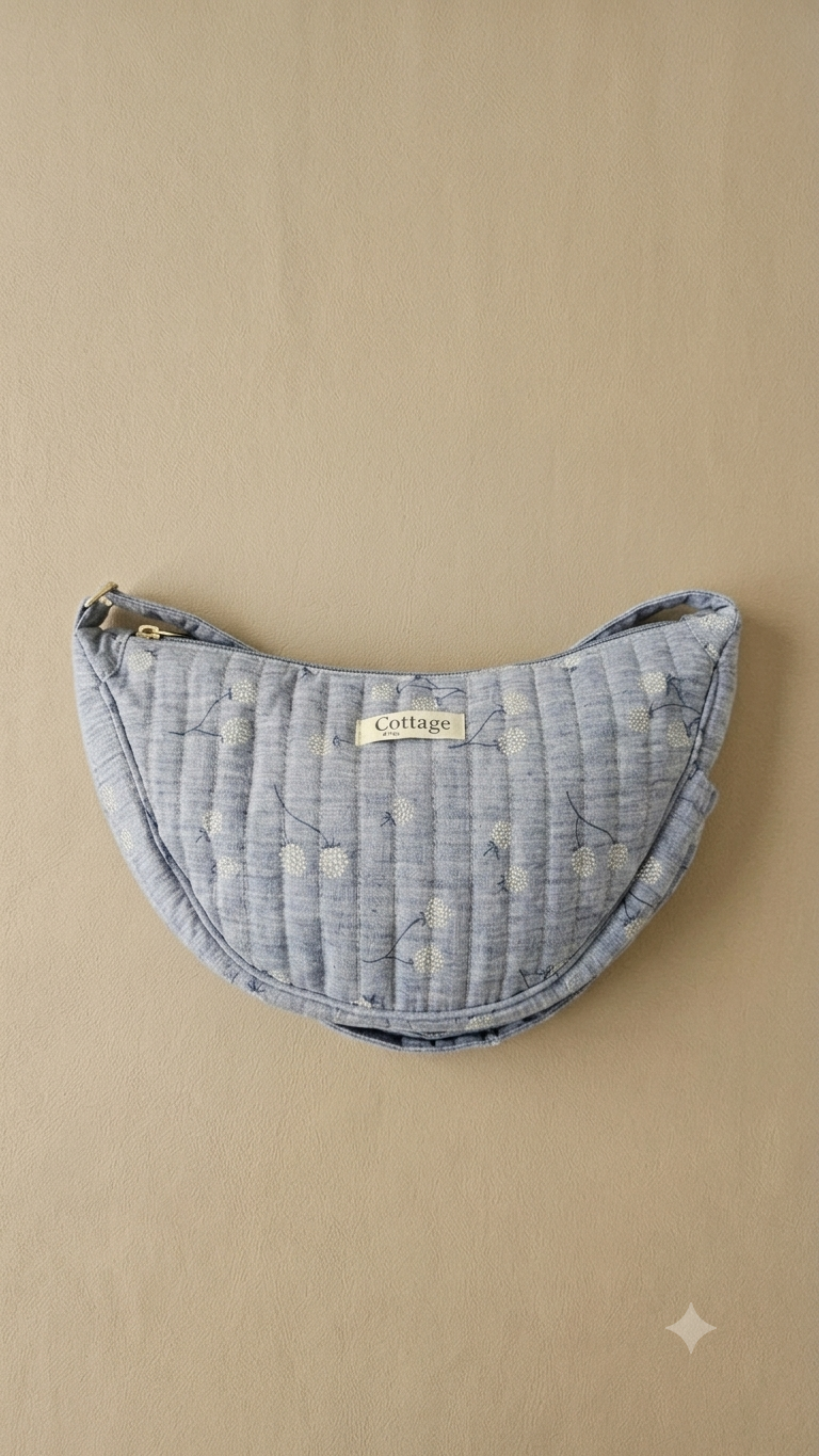 Bolso luna de algodón para llevar cruzado acolchado