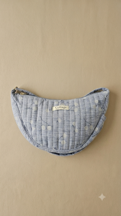Bolso luna de algodón para llevar cruzado acolchado