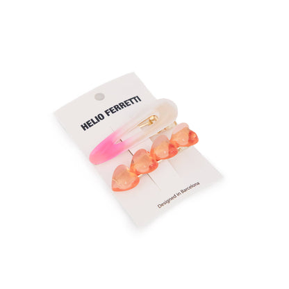 Pack 2 clips rosas Helio Ferretti con corazones pinzas de pelo originales